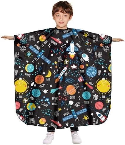 Pelocapa Barber Capes for Kids Hair Cutting Cape Salon Hairdressing Cape for Boys Girls Waterproof & Light Weight & Machine Washable - 39”× 51”(Galaxy Pattern) - Image 6