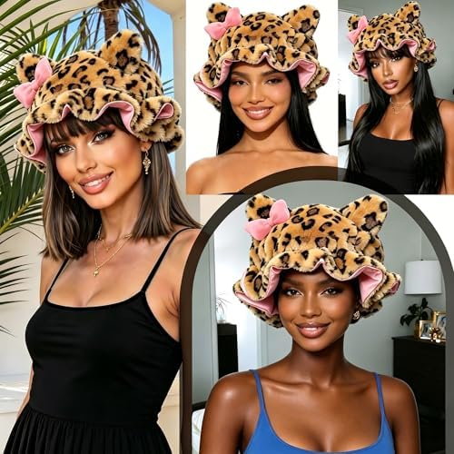 Satin Lined Sleep Bonnet for Women, Teddy Plush Hair Bonnet, Silk Wrap for Curly & Braided Hair, Anti-Frizz Night Cap - Image 5