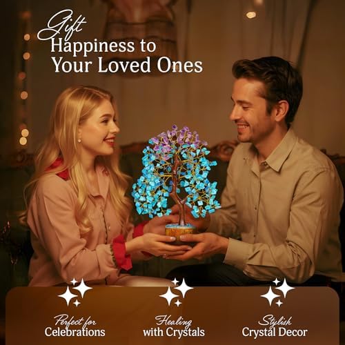 YATSKIA Amethyst Turquoise Crystal Tree of Life, Unique Gifts for Women, Mom & Friends, Handmade Gemstone Tree, Boho Room, Shelf & Office Desk Decor, Birthday Gifts - Image 5