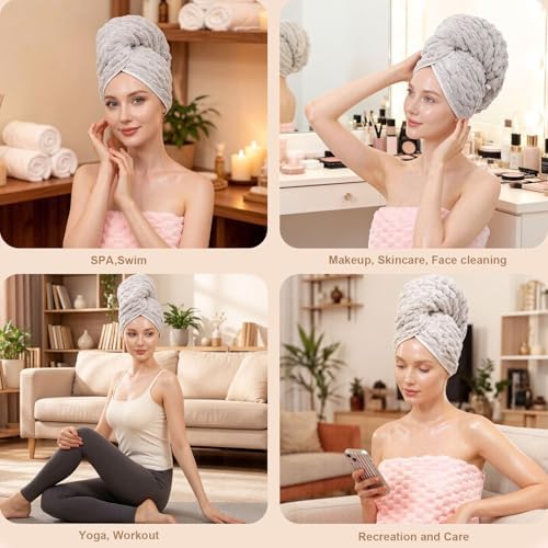 Super Soft Microfiber Hair Towels 3-Pack Lage Size (24x42 inch) for Women - Image 5