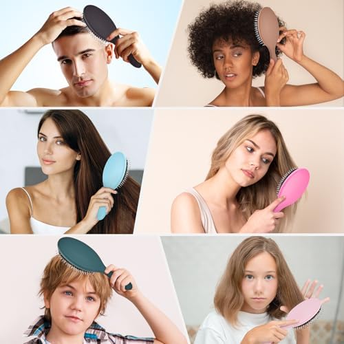 Boar Bristles Hair Brush for Women and Men, Detangling Hair Brush for Smoothing Massage Add Shine, Nylon&Boar Bristles Detangler brush for Hair Healthy (1 Pack-HotPink) - Image 6