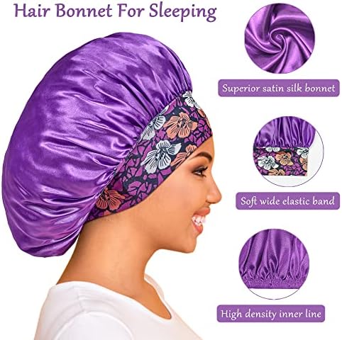 3PCS Bonnets for Women,Silk Satin Bonnet Hair Bonnet for Sleeping - Image 3