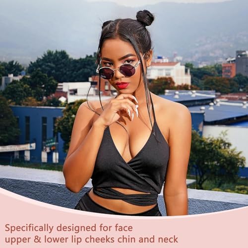 Rechargeable Facial Hair Removal for Women - as Seen on TV Painless Face Shaver - Electric Hair Remover for Face Lips Peach Fuzz with Light with 1 Replacement Heads (Blue) - Image 5