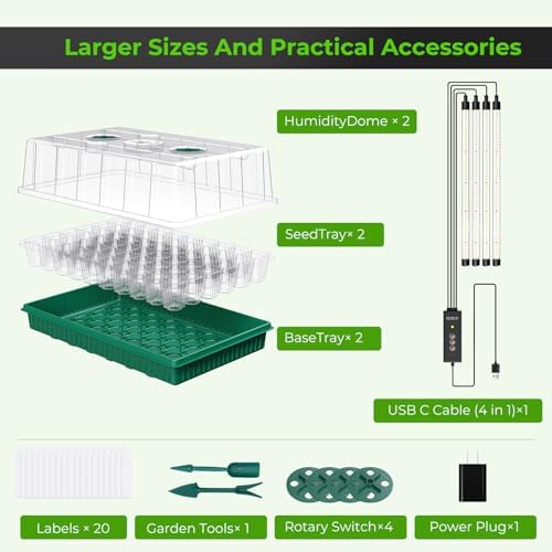 2 Pack Seed Starter Tray with Grow Light, 120-Cell Seedling Kit - Image 7