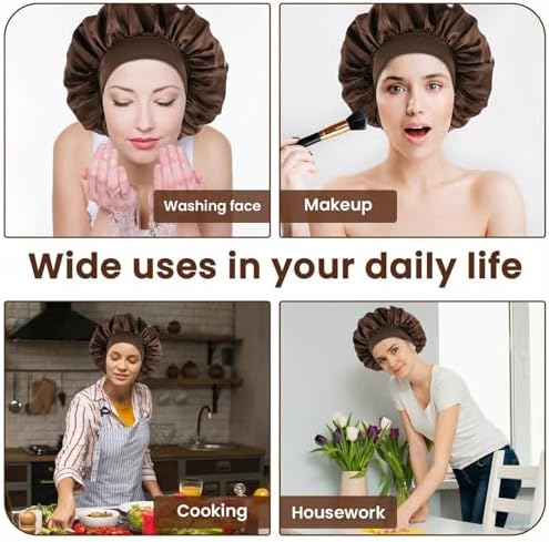 WLLHYF Silk Bonnet for Men, Satin Bonnet Elastic Band Silk Sleep Cap Soft Adjustable Hair Cap Hair Wrap for Women Sleeping - Image 6