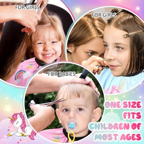 Ramede 2 Pcs Kids Haircut Capes, Unicorn Barber Capes for Girls, Waterproof Hair Cutting Aprons with Adjustable Snap Closure for Home Salon Haircut and Dyeing - Image 6