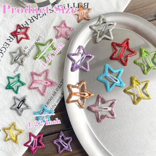 20 PCS Sparkling Star Hair Clips Snap Hair Accessories Non Slip Clips for Girls Women Metal Hair Clip Star Hair Barrettes Stars Hair Clips for Women Stars Hair Clip - Image 2