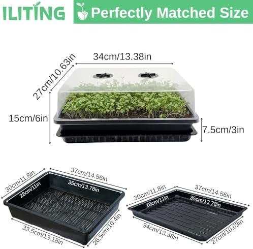 Soil Blocking Trays 5-Set 15x12inch Mesh Trays Flat Plant Tray with Humidity Domes, Nursery Supply for Microgreen, Seed Starting, Indoor Gardening, and Greenhouse - Image 2