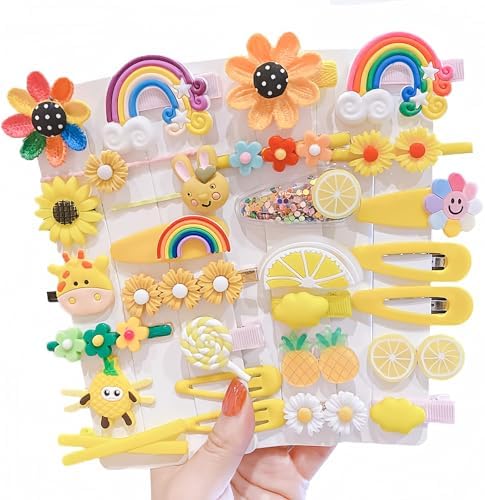 28 PCS Cute Hair Clips Fashion Girls Hair Accessories Flower Fruit Colorful Rainbow Candy Dessert Lovely Animal Barrettes Set Non-slip Metal Snap Pins for Girls Kids Teens Toddlers (Style A) by Ivylovme