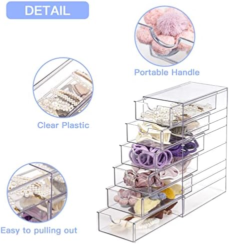 FABROK Clear Hair Accessory Organizer Box with 6 Drawers - Image 4