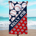 Personalized Beach Towel With Name, Custom Beach Towel with Name, Customized Baseball Microfiber Pool Towel, Quick Dry & Absorbent Swim Towel for Adult,Anniversary, Birthday, Summer Holiday,vacation by JML