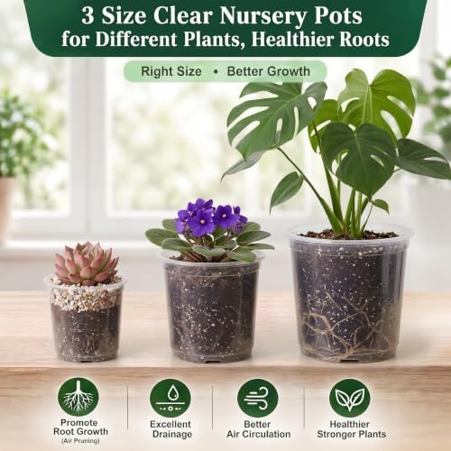OUPSAUI 20 Pack 3.5 Inch Clear Nursery Pots with Drainage Holes for Plant - Image 7