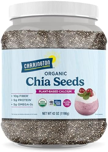 Carrington Farms Organic Whole Chia Seeds 42 oz - USDA Organic, Non-GMO Black Chia Seeds | Plant-Based Omega-3 & Fiber | Vegan Egg Substitute for Baking | Smoothies, Chia Pudding & Overnight Oats - Image 4