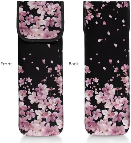 Ohuysud Cherry Blossom Neoprene Curling Iron Storage Bag Heat-Resistant Curling Iron Holder Travel Case for Straightener Pink Portable Hair Tools Storage Bag - Image 3