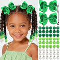 NAISKA 62PCS Green Hair Beads for Braids Kids Girls Hair Bow Clips 3 Colors Loc Beads Cute Bowknot Hair Clips Jewelry Hair Accessories for Girls by NAISKA