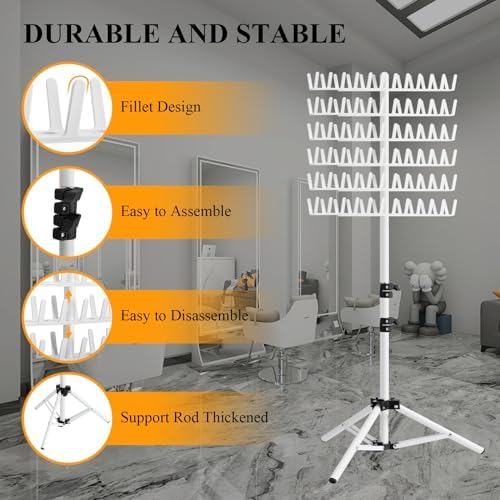 Braiding Hair Rack Standing Hair Extension Holder Hanger, 144 Pegs Hair Divider Rack for Braiding Hair Separator Stand Display Stand (white) - Image 4