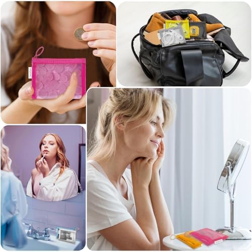 Mini Mesh Pouches(8 Pack), Small Mesh Bags with Zipper Nylon Makeup Pouches Bag Cosmetic Pouch Travel Purse Organizer Insert Diaper Inside Bag Organizers Home Organizing Size See Through Cute Colors - Image 3