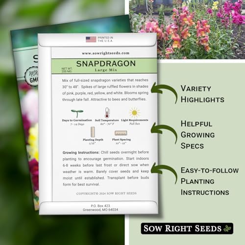 Sow Right Seeds - Large Mix Snapdragon Seed for Planting Flower Garden 3pk - Image 2