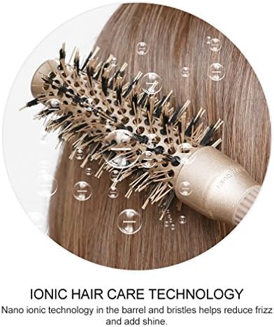 BANGMENG Round Brush with Boar Bristles, 1 inch Barrel, Nano Thermal Ceramic Ionic Tech for Straightening and Blow Drying, Gold - Image 3
