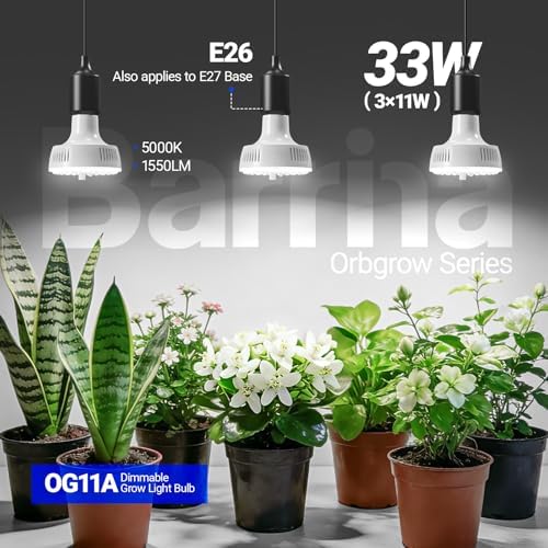 Barrina OG11A Grow Light Bulbs for Indoor Plant, 5000K 11W, 3 Packs, White - Image 3
