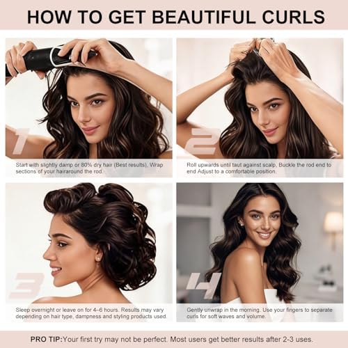 Heatless Curls Overnight Hair Care Set - Jumbo Velvet Hair Curlers - Image 4