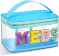Geetery Meds Travel Bag Blue, Meds Chenille Letter Clear by Geetery