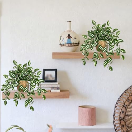 Briful Faux Plants Indoor 17.7in Fake Watermelon Peperomia Plant in Gold Pot with Realistic Silk Green Leaves Artificial Potted Plant for Home Office Table Bookshelf Desk Room Decor - Image 4