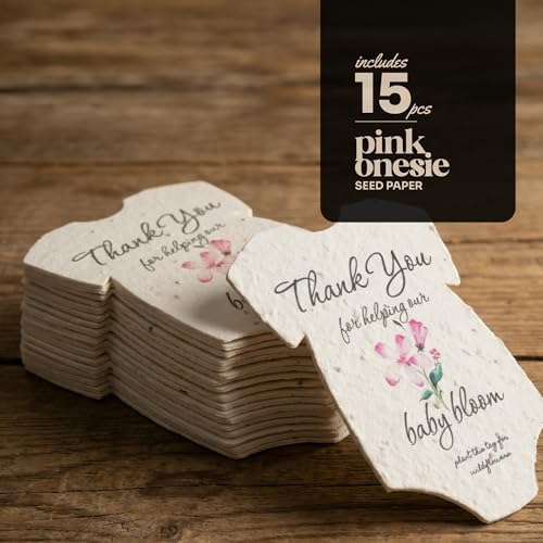 15 Pink Onesie-Shaped Gift Wrap Tags with Wildflower Seeds - Image 2