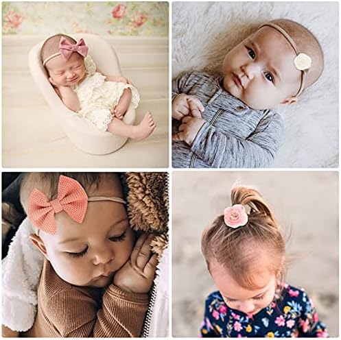 BQUBO Baby Girl Headbands with Bows Nylon Hairbands Handmade Hair Accessories for Newborn Infant Toddlers 10 Pack - Image 6