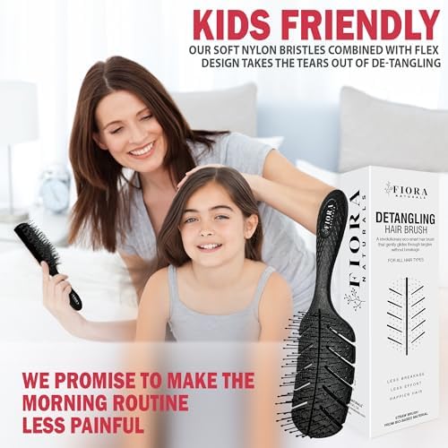 Fiora Naturals Detangler Brush for Wet and Dry Hair, Soft Detangling Brush - Image 3