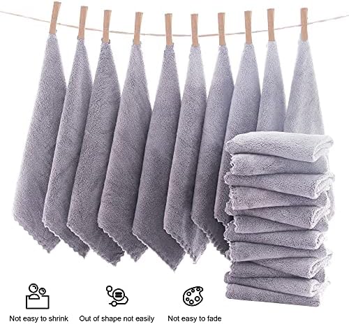 MOONQUEEN Ultra Soft Premium Washcloths Set - 12 x 12 inches - 72 Pack - Quick Drying - Highly Absorbent Coral Velvet Bathroom Wash Clothes (Light Grey) - Image 3