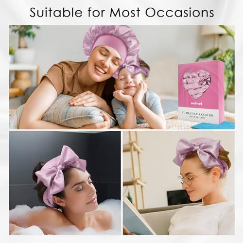 weiwei Satin Heatless Curlers Hair Curler, No Heat Curls Overnight Hair Curlers to Sleep In Overnight Curls Headband, 70" Hair Curlers No Heat, 9 Pcs Satin Heatless Curling Set for Women Long Hair - Image 5
