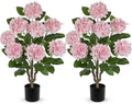 3FT Pink Hydrangea Artificial Flowers Tree 2 Pack Large Real Touch Faux Silk Hydrangea Plants Potted Fake Flower in Black Pot for Home Indoor Outdoor Front Porch Garden Entrance Living Room Decor by Hollyone