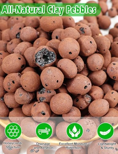 TOYPOPOR Leca Clay Pebbles for Plants, (6 Quarts) Leca Balls, Lightweight Clay Ball, Potting Mix, Grow Media Used for Drainage, Decoration, Aquaponics, Hydroponics and Other Gardening Essentials - Image 2