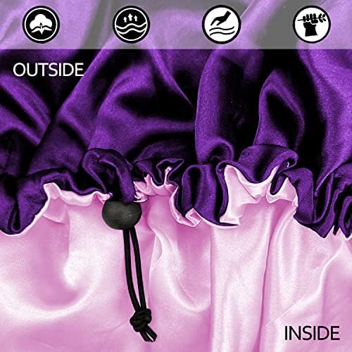 Edoneery Satin Bonnet for Sleeping Women, Double Layer Adjustable Sleep Cap - Image 4