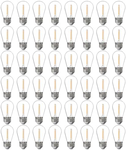 FLSNT 48 Pack LED S14 Replacement Light Bulbs for String Light, Waterproof Outdoor LED Bulbs, E26 Base, 2200K Warm White, Non-Dimmable by FLSNT