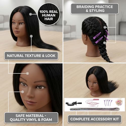 16 Inch 100% human hair mannequin head practice head for braiding - Image 6
