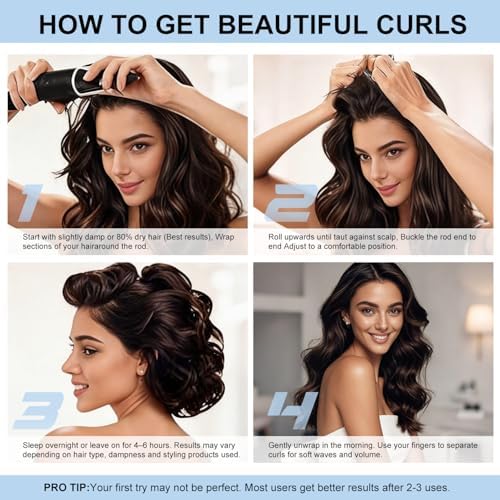 Heatless Curls Overnight Hair Care Set - Jumbo Velvet Hair Curlers - Image 3