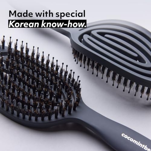 The Boar's Hair Bristle Wellness Brush | Conditions, Detangles, Boosts Scalp Circulation, Lightweight Flexible Design, Vented Cushion, Pain-Free, Helps Dry Damaged Hair (Jeju Charcoal) - Image 6