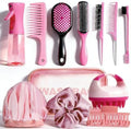 14Pcs Hair Brush Set with Sleep Bonnet,Detangle Hair Brush And Spray Bottle, 3 Pieces Smooth Hairbrush For Toddlers, Suitable For Wet and Dry Hairstyles, Suitable For Adults And Children (PINK) by Unknown