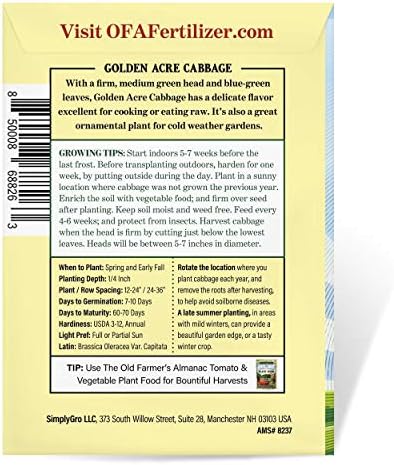 The Old Farmer's Almanac Heirloom Cabbage Seeds (Golden Acre) - Approx 900 Seeds - Non-GMO, Open Pollinated, USA Origin - Image 3