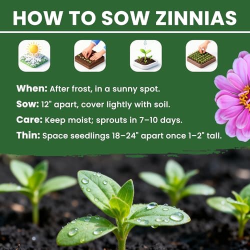 5000+ Zinnia Dahlia Seeds Flower Seeds for 2026 Planting, 1.5 Oz, 5 Varieties (Pink, Yellow, Orange, White, Purple), 40G Mixed Colors and Large Blooms, Open Pollinated - Bulk - Image 7
