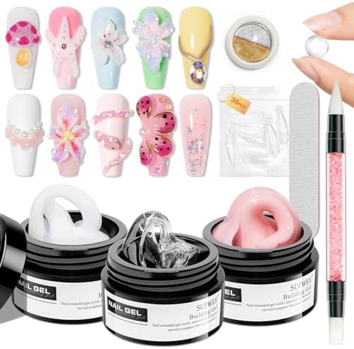 Solid Builder Gel for Nails Clear White 3D Sculpture Nail Art Hard Gel by SUPWEE
