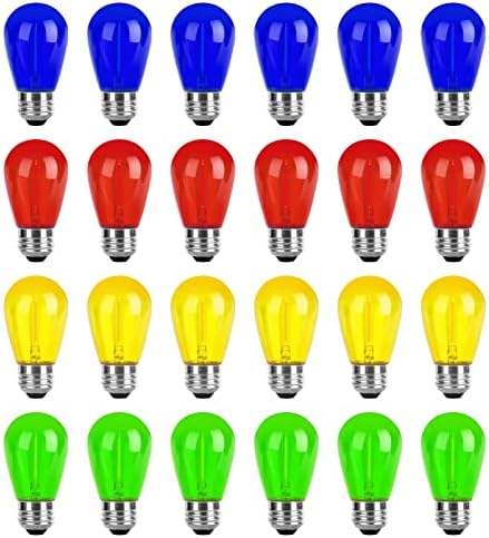 Visther 24-Pack S14 Colored LED Outdoor String Bulbs for Christmas, 1W，E26 by Visther