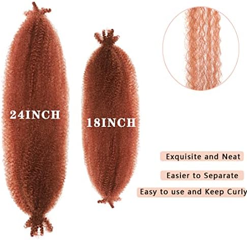 8 Packs Copper Red Pre-Separated Springy Afro Twist Hair Suitable for Damaged Soft Locs Ginger Marley Twist Braiding for Black Women (350#, 18 Inch (Pack of 8)) - Image 2