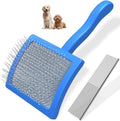 2PCS Slicker Brush for Dogs & Pet Comb,Professional Dog Grooming Brush (Goldendoodles,Poodles,Labradoodles) with Extra Long Pins to Effectively Remove Tangles, Knots and Mats (Blue, Gentle Large) by Unknown