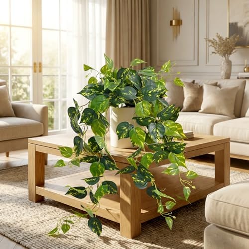 Fake Plants, Artificial Plants Indoor, 34" Fake Hanging Pothos Vines, 1Pc - Image 6