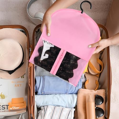 12PCS Wig Storage Bags with Hanger - Hair Extension Holder for Multiple Wigs, Extensions & Accessories (PINK) - Image 6