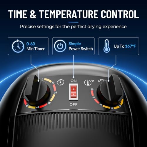 Nova Microdermabrasion Professional Hooded Floor Hair Dryer Adjustable Bonnet Hair Dryer Stand Up with Timer and Rolling Wheels for Beauty Spa Home Salon Equipment (Black) - Image 5
