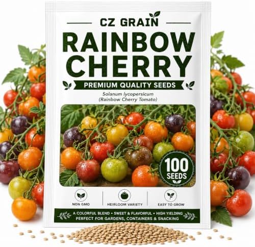Rainbow Cherry Tomato Seeds for Planting, Colorful Mix, 100 Premium Seeds by CZGrain